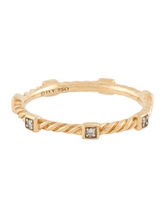 David Yurman 18K Diamond Cable Collectibles® Stations Stack Ring