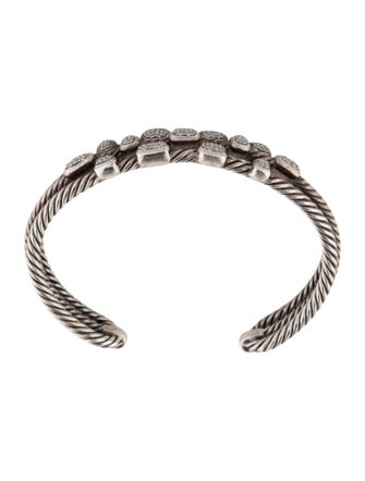 David Yurman Diamond Confetti Ice Three Row Cable Cuff Bracelet