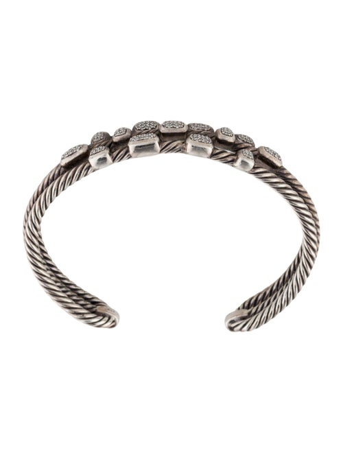 David Yurman Diamond Confetti Ice Three Row Cable Cuff Bracelet