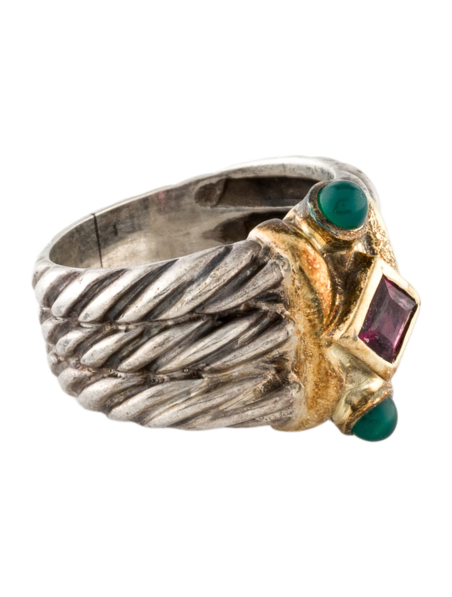 David Yurman Dyed Chalcedony & Amethyst Renaissance Ring