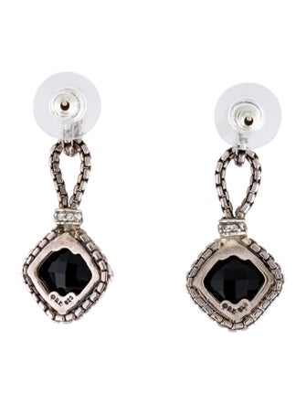 David Yurman Onyx & Diamond Cushion on Point Earrings