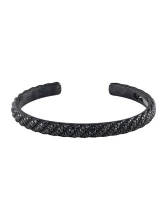 David Yurman Diamond Titanium Sculpted Cable Cuff Bracelet