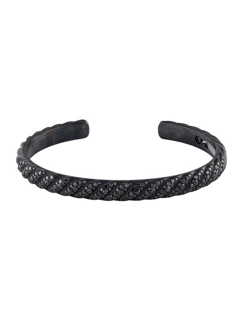 David Yurman Diamond Titanium Sculpted Cable Cuff Bracelet