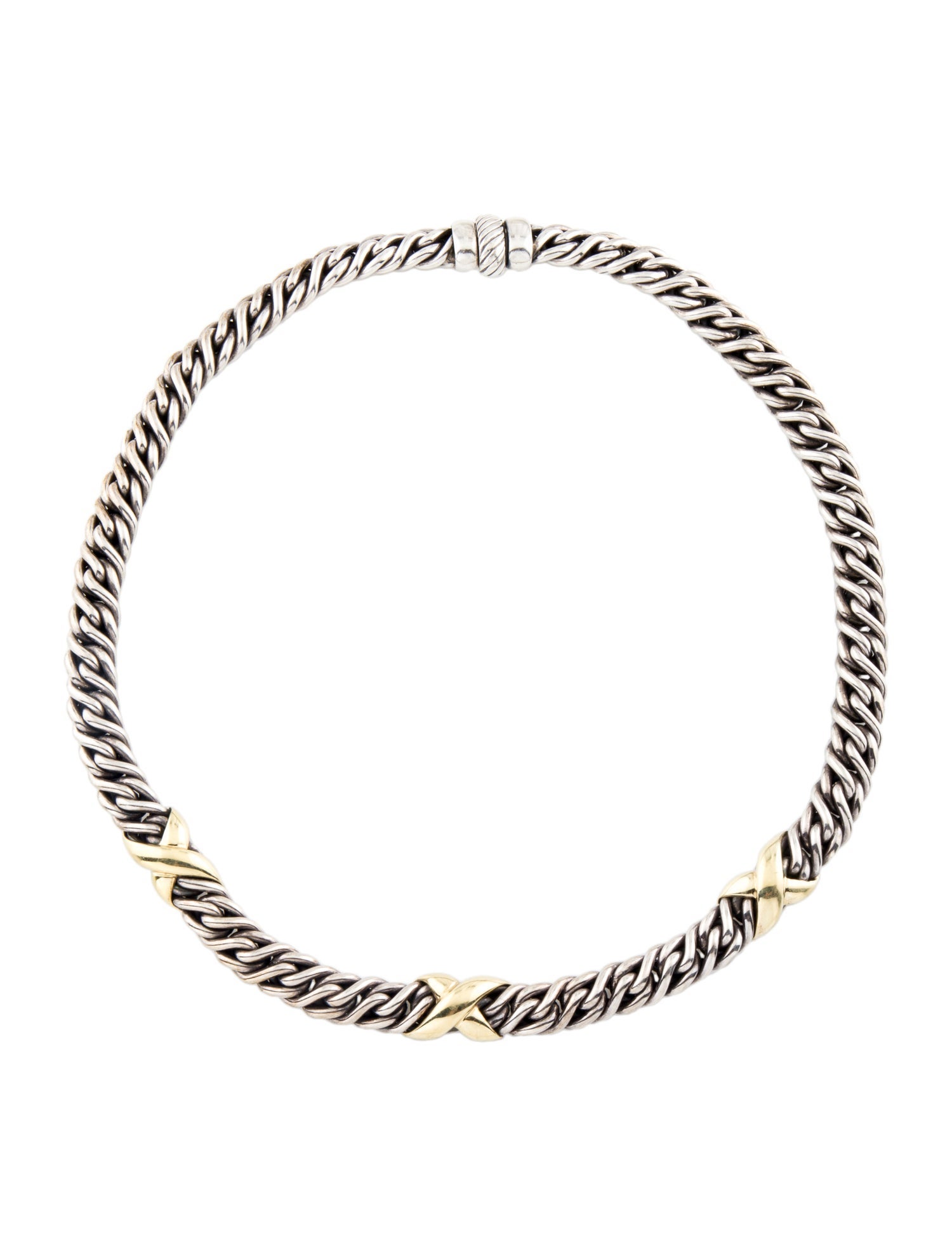 David Yurman Two-Tone X Station Collar Necklace