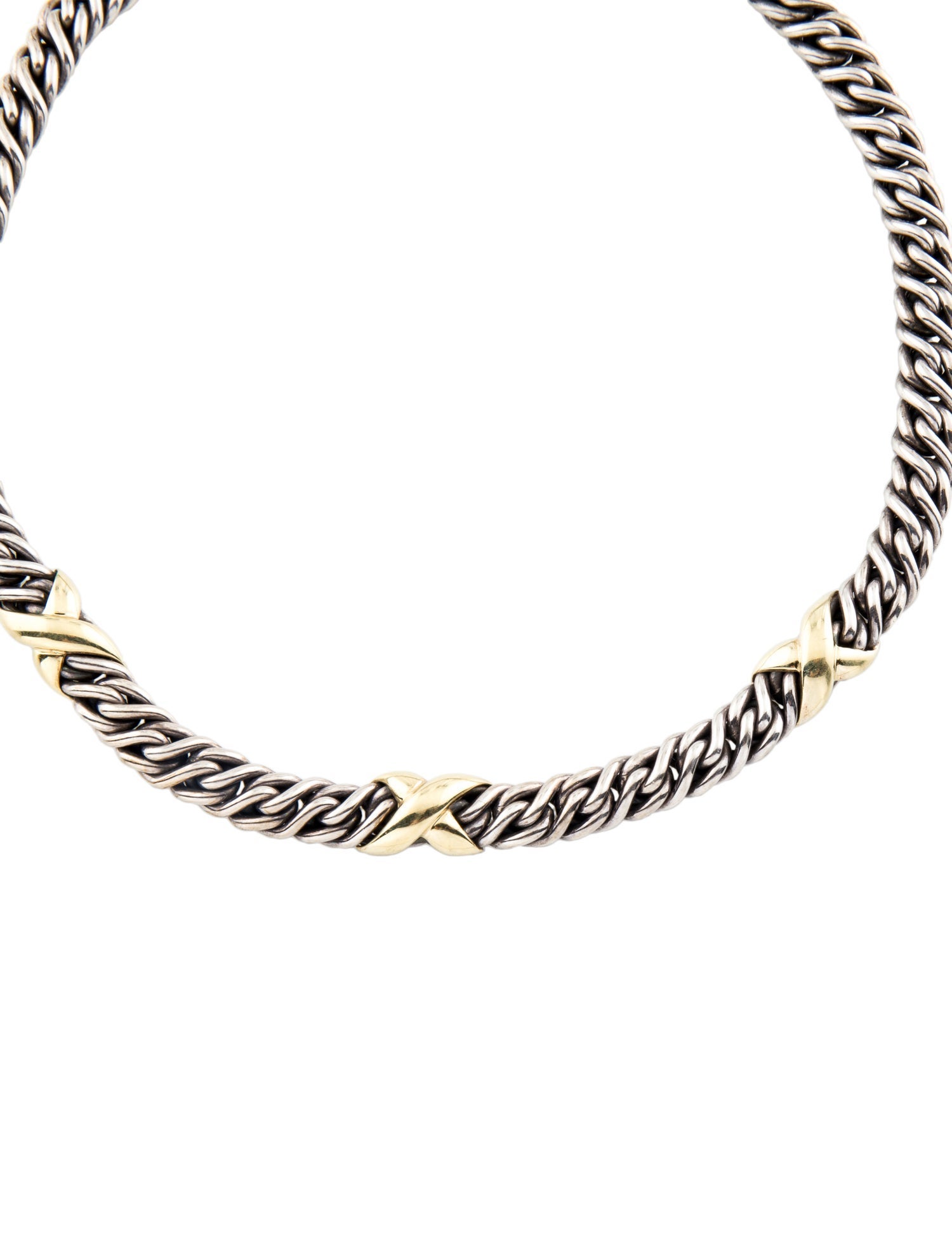 David Yurman Two-Tone X Station Collar Necklace