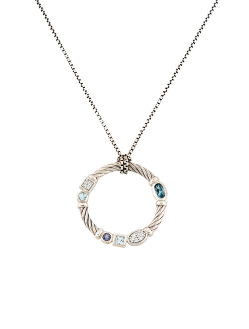 David Yurman Topaz, Iolite, & Diamond Confetti Pendant Necklace