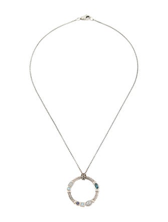David Yurman Topaz, Iolite, & Diamond Confetti Pendant Necklace