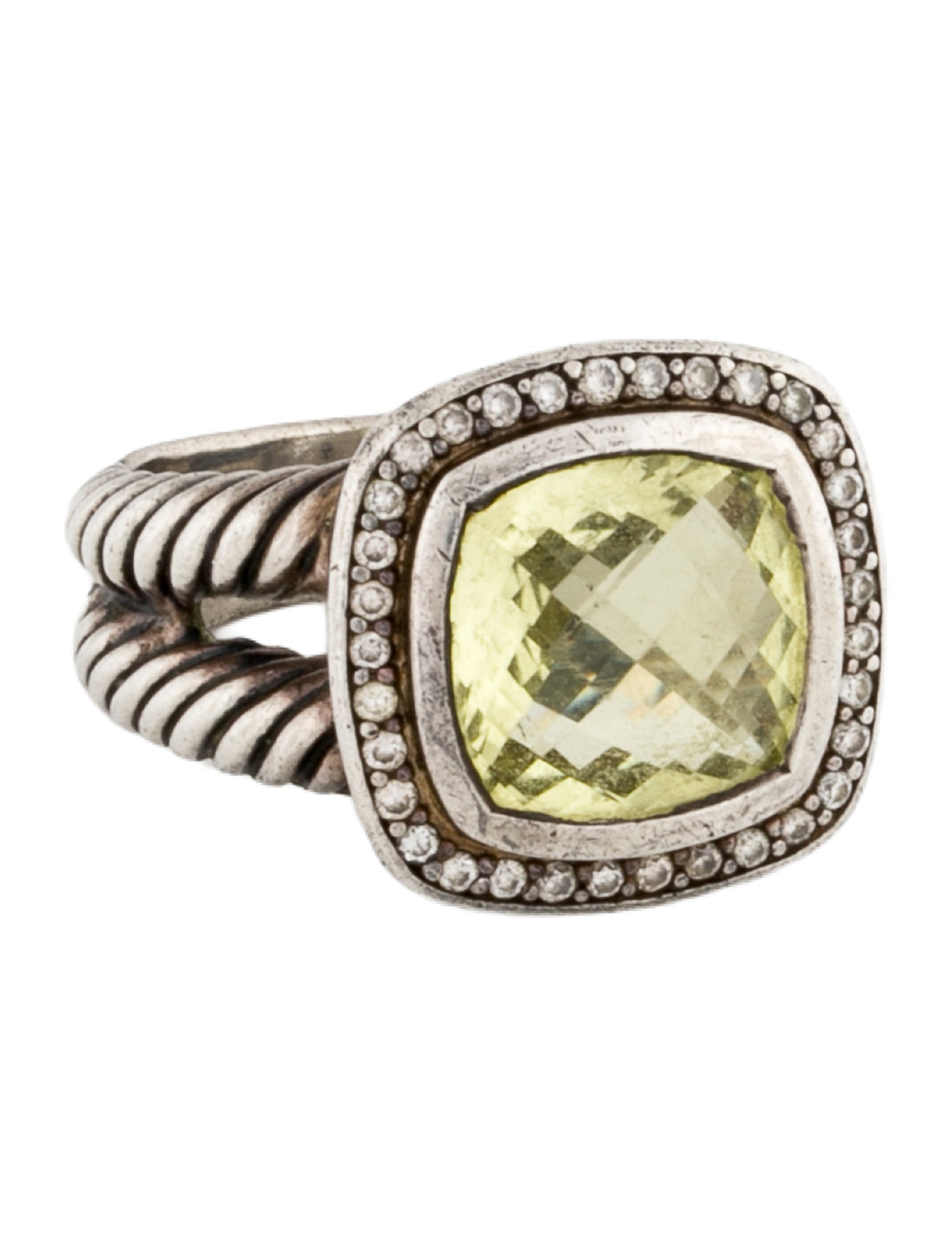 David Yurman Lemon Quartz & Diamond Albion Ring