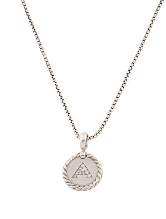 David Yurman Diamond Initial 'A' Charm Necklace