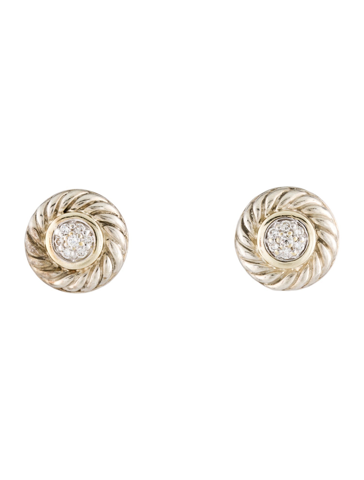 David Yurman Diamond Cookie Stud Earrings