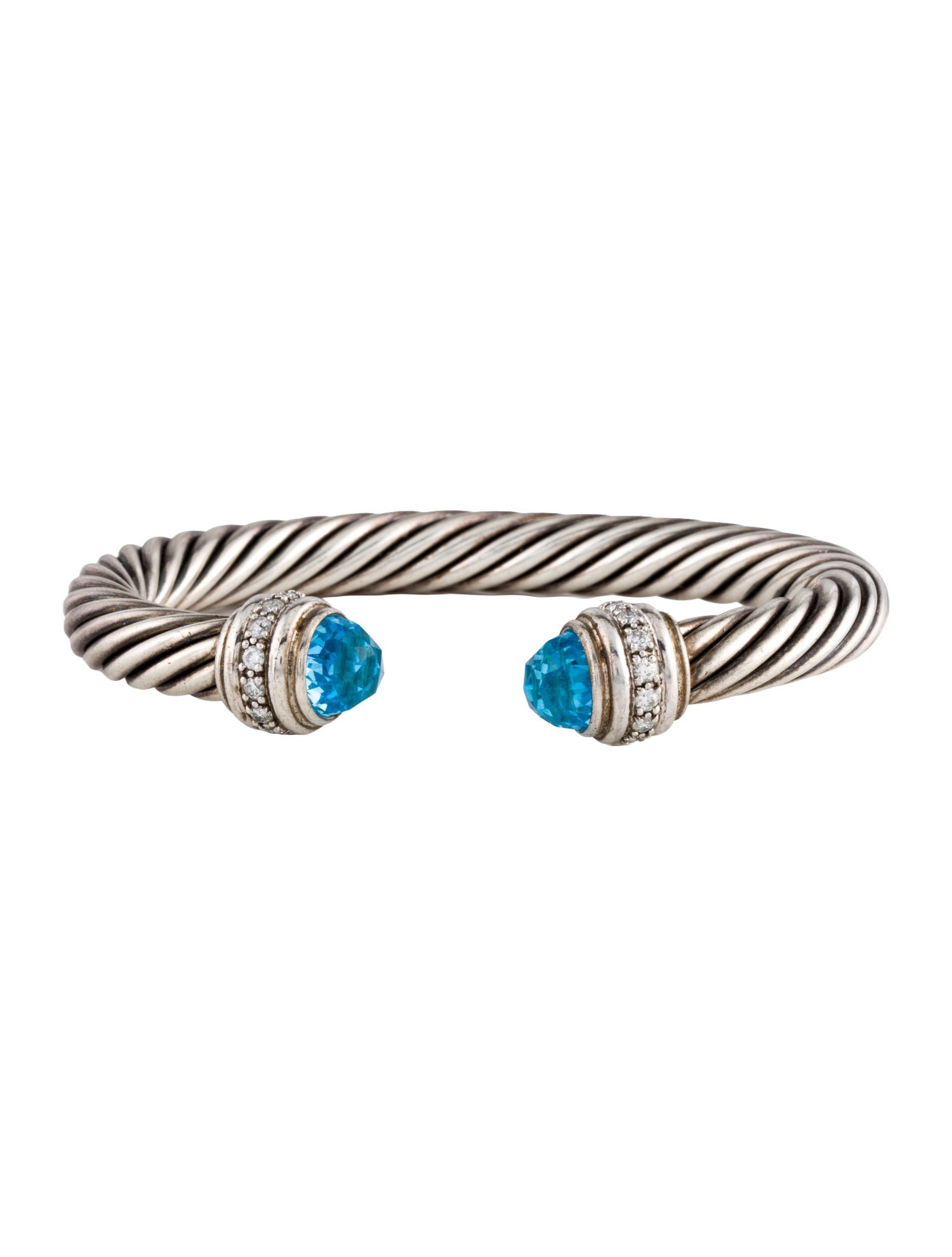 David Yurman Topaz & DIamond Classic Cable Bracelet