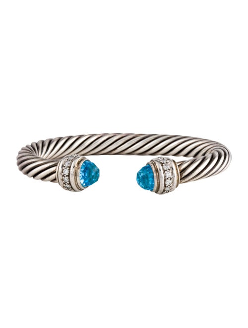 David Yurman Topaz & DIamond Classic Cable Bracelet