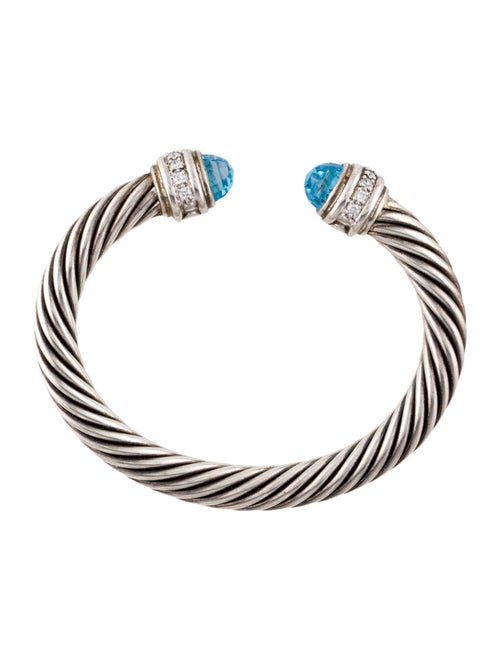 David Yurman Topaz & DIamond Classic Cable Bracelet