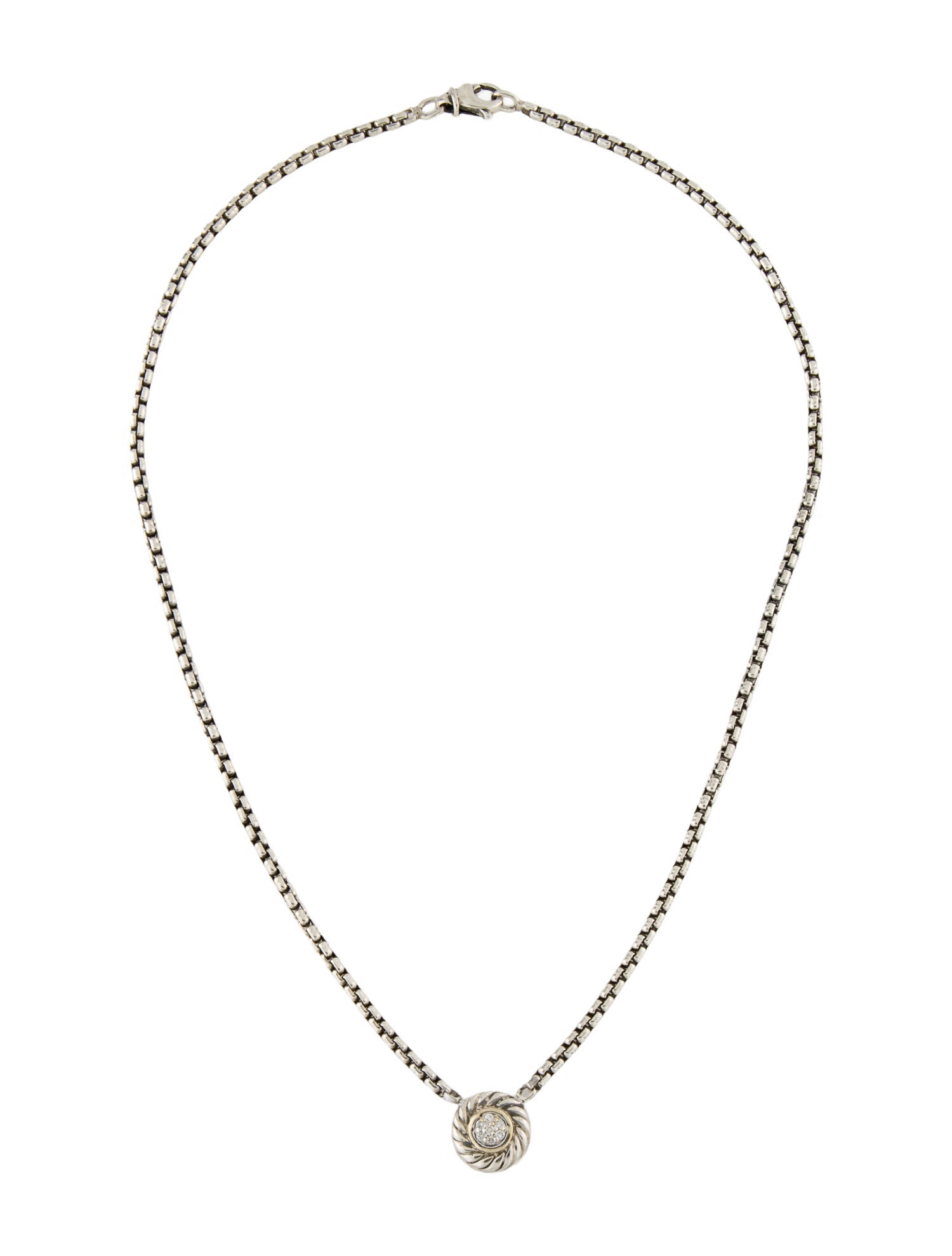 David Yurman Diamond Cookie Pendant Necklace