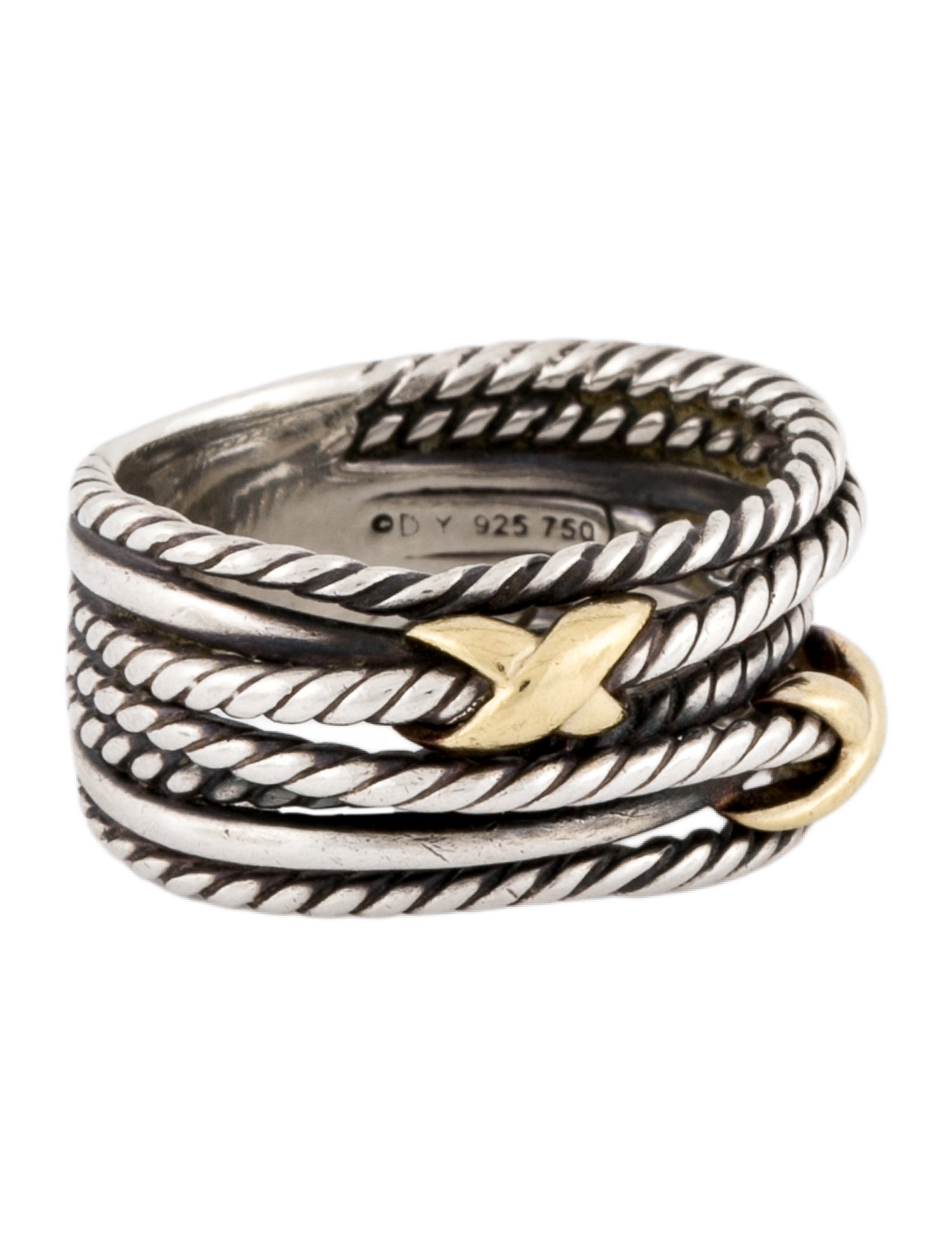 David Yurman Two-Tone Double X Crossover Ring