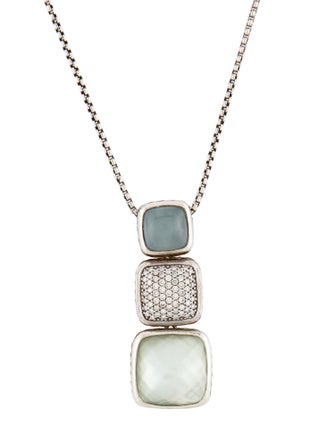 David Yurman Multistone & Diamond Three-Tier Pendant Necklace