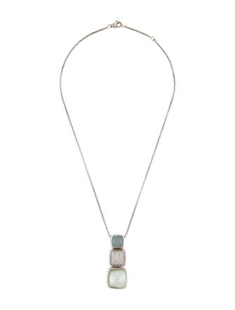 David Yurman Multistone & Diamond Three-Tier Pendant Necklace