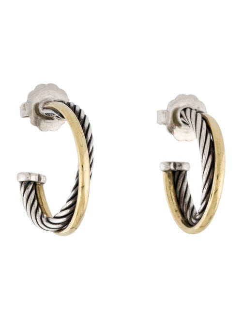 David Yurman Two-Tone Crossover Hoop Earrings