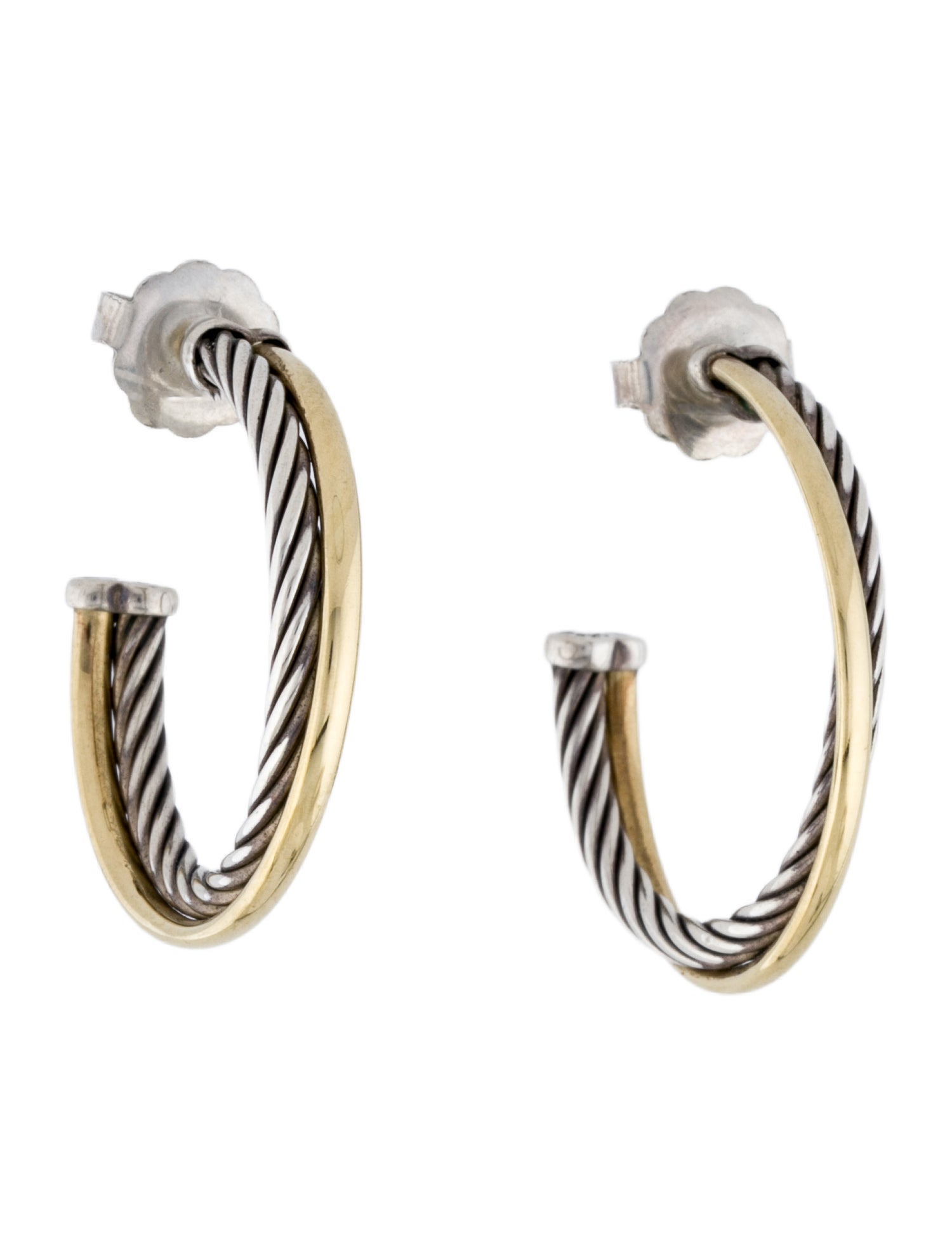 David Yurman Two-Tone Crossover Hoop Earrings