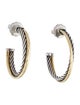 David Yurman Two-Tone Crossover Hoop Earrings