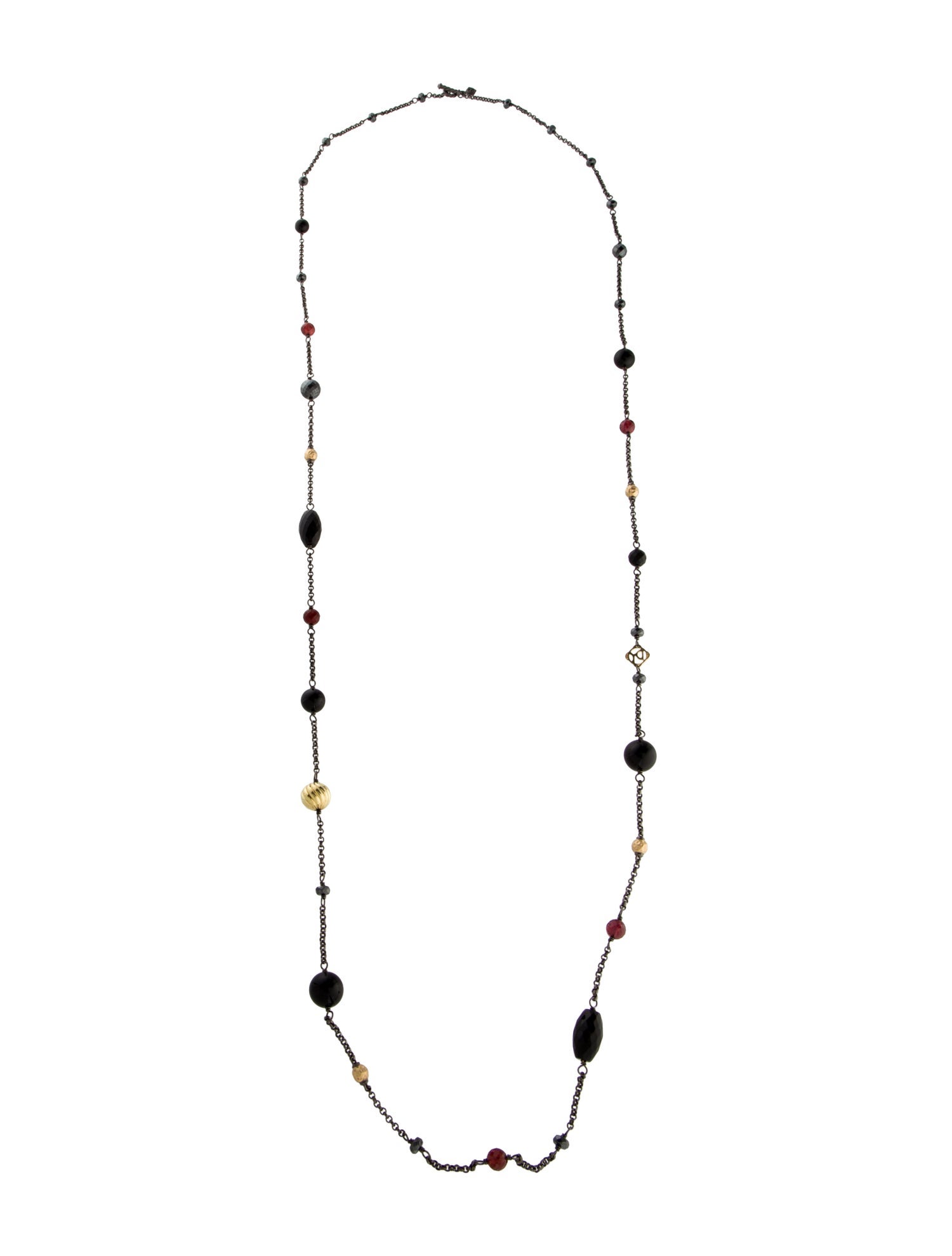 David Yurman Garnet, Onyx & Hematine Station Necklace