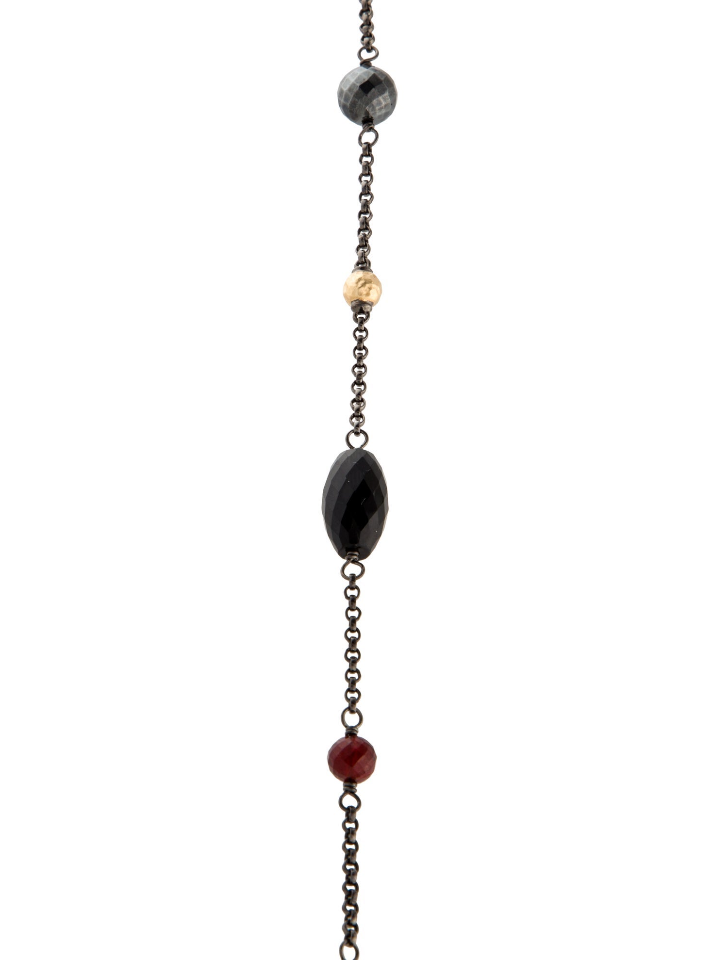 David Yurman Garnet, Onyx & Hematine Station Necklace