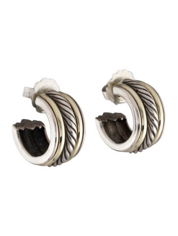 David Yurman Hoop Two-Tone Cable Earrings