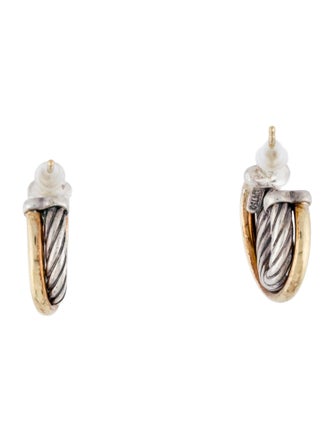 David Yurman Two-Tone Crossover Hoop Earrings