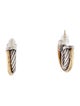 David Yurman Two-Tone Crossover Hoop Earrings