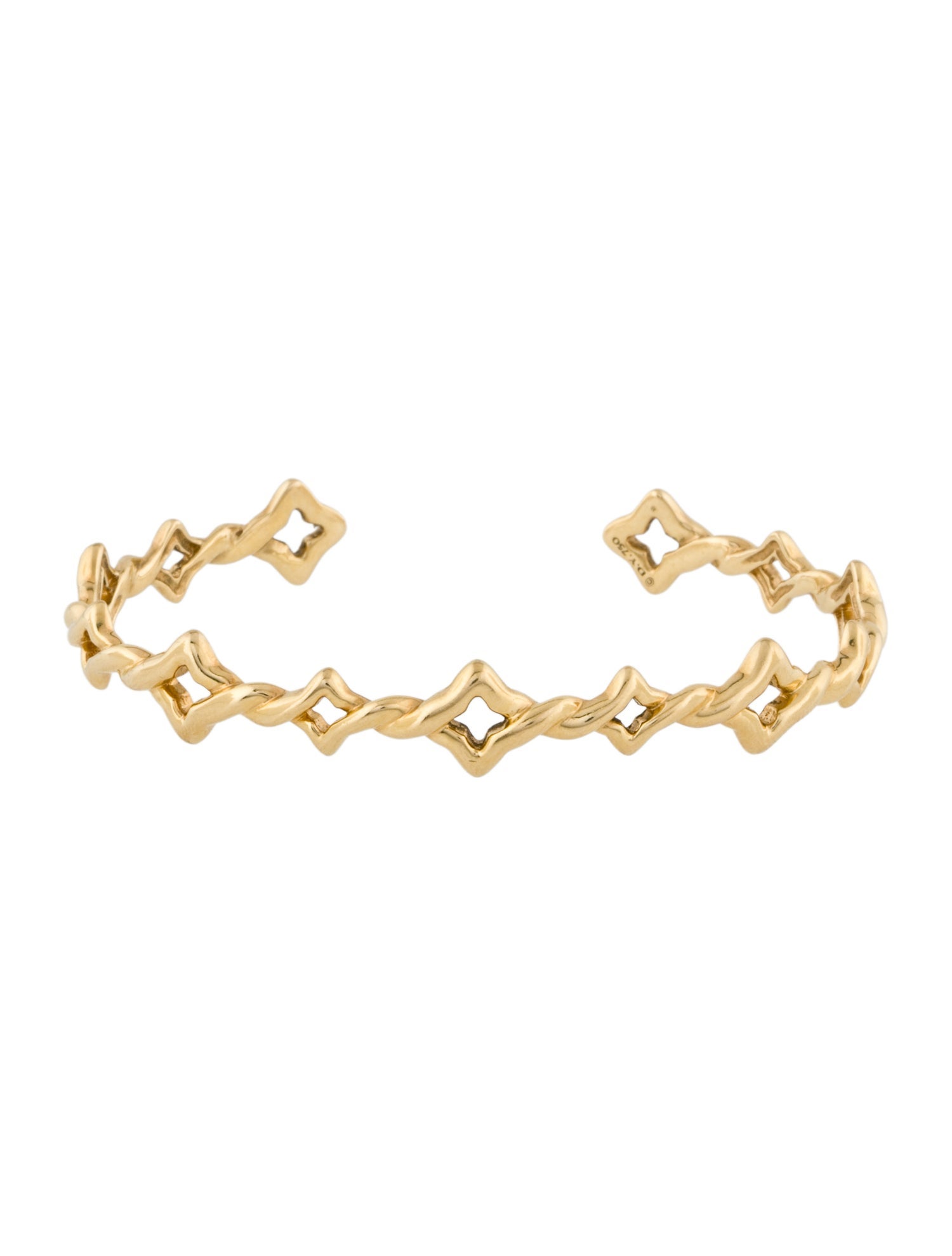 David Yurman 18K Venetian Quatrefoil Single-Row Cuff Bracelet