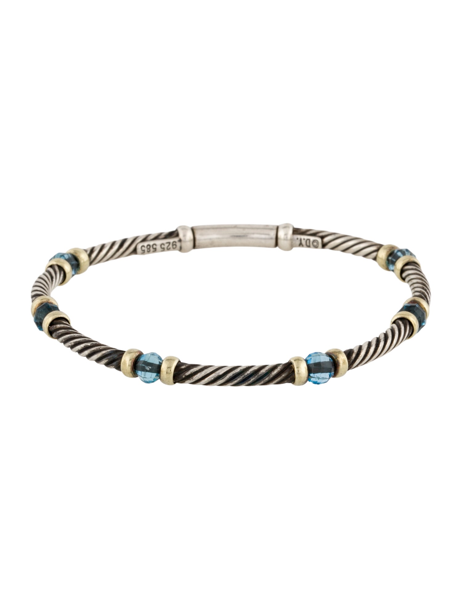David Yurman Two-Tone Topaz Cable Station Bracelet