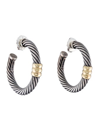 David Yurman Two-Tone Cable Hoop Earrings
