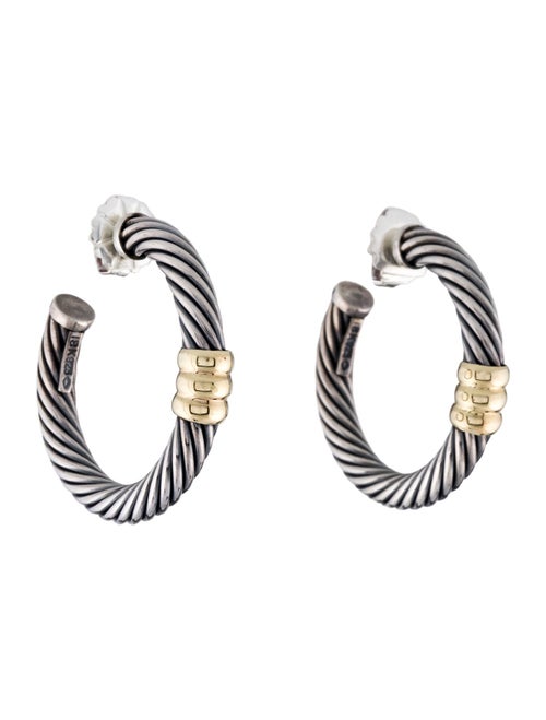 David Yurman Two-Tone Cable Hoop Earrings