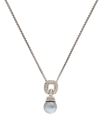 David Yurman Pearl & Diamond Pendant Necklace