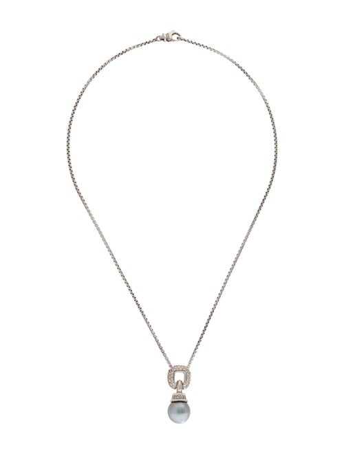 David Yurman Pearl & Diamond Pendant Necklace