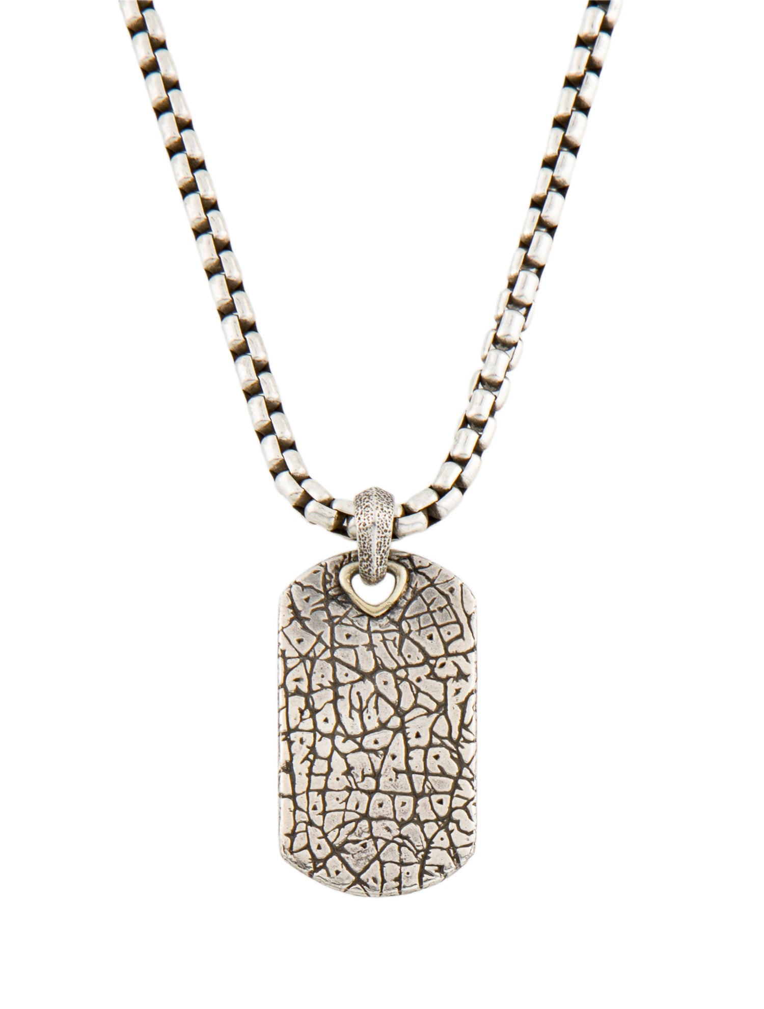 David Yurman Naturals Rhinoceros Dog Tag Pendant Necklace