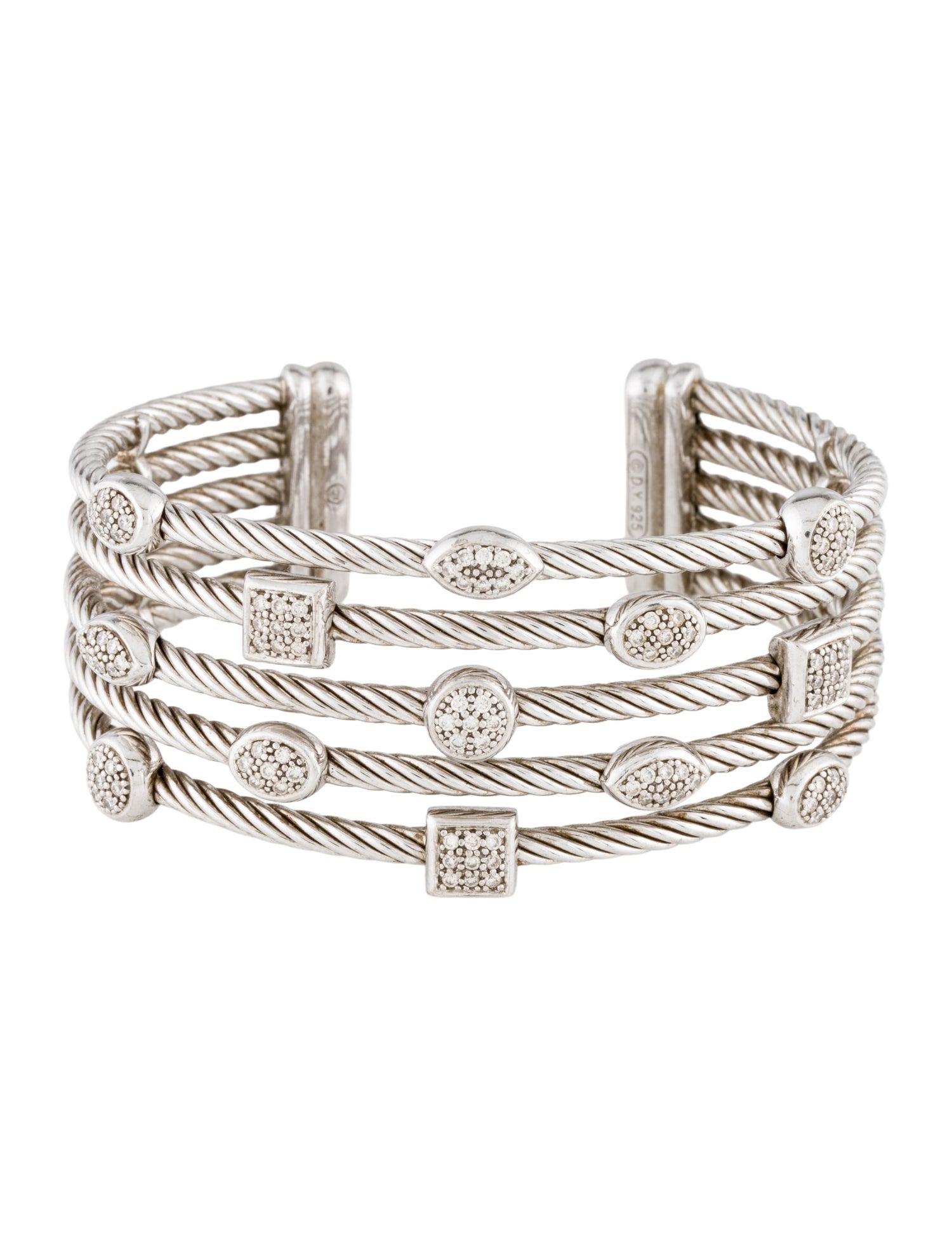 David Yurman Diamond Confetti 5 Row Cuff Bracelet