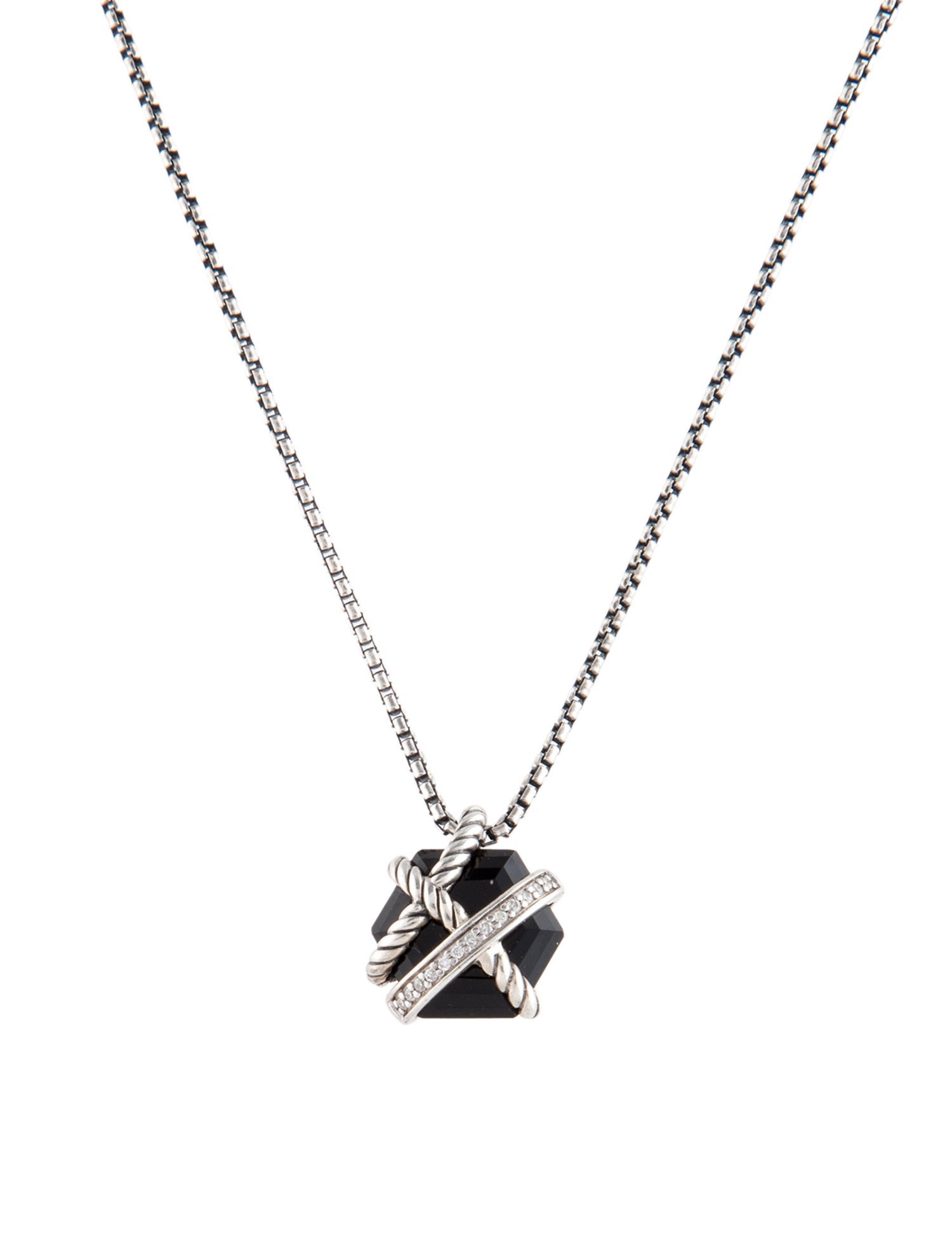 David Yurman Onyx & Diamond Cable Wrap Necklace