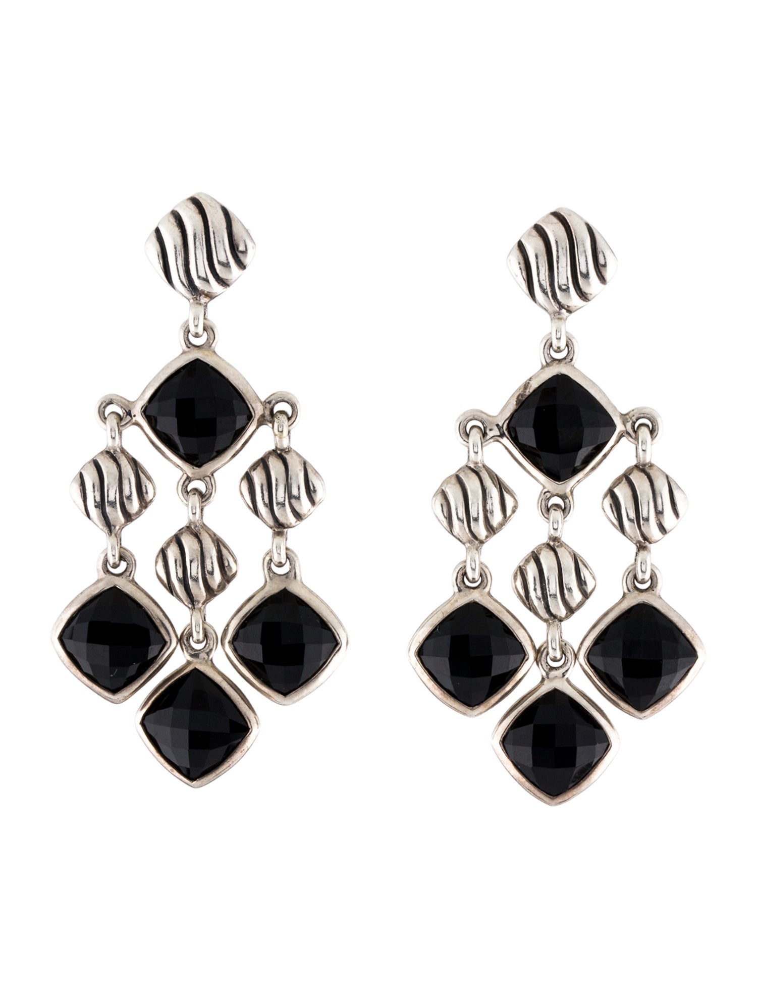 David Yurman Onyx Sculpted Cable Chandelier Earrings