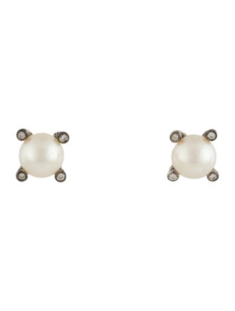 David Yurman Pearl & Diamond Stud Earrings