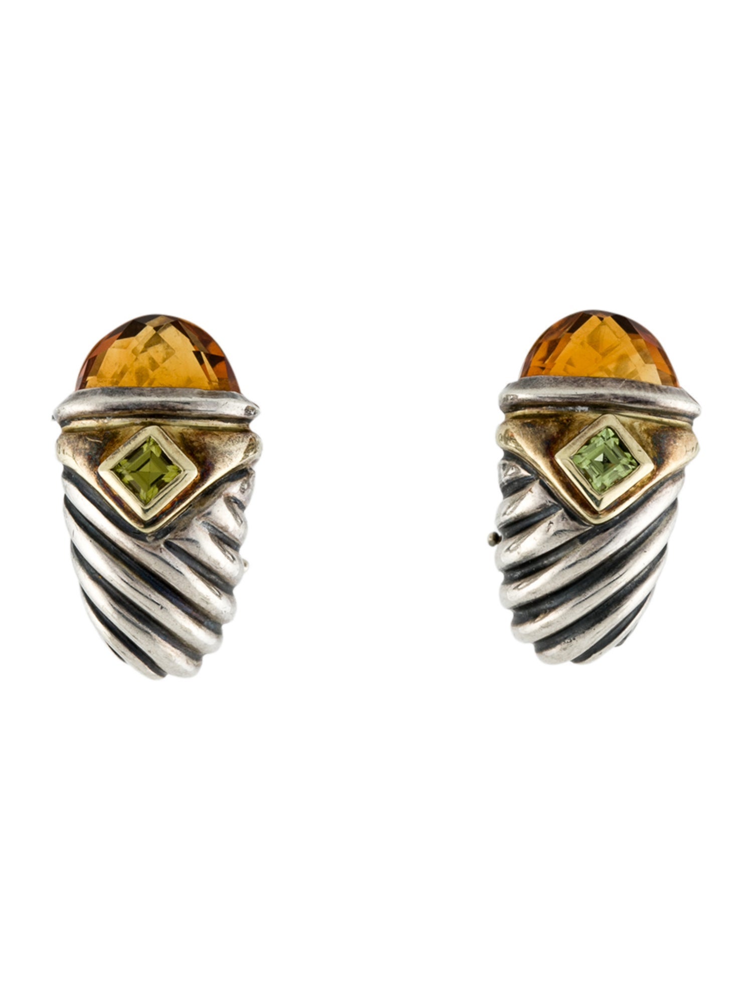 David Yurman Citrine & Peridot Renaissance Shrimp Earclips