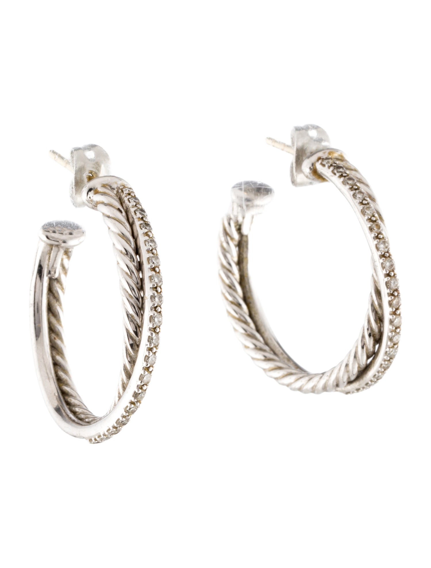 David Yurman Diamond Crossover Hoops