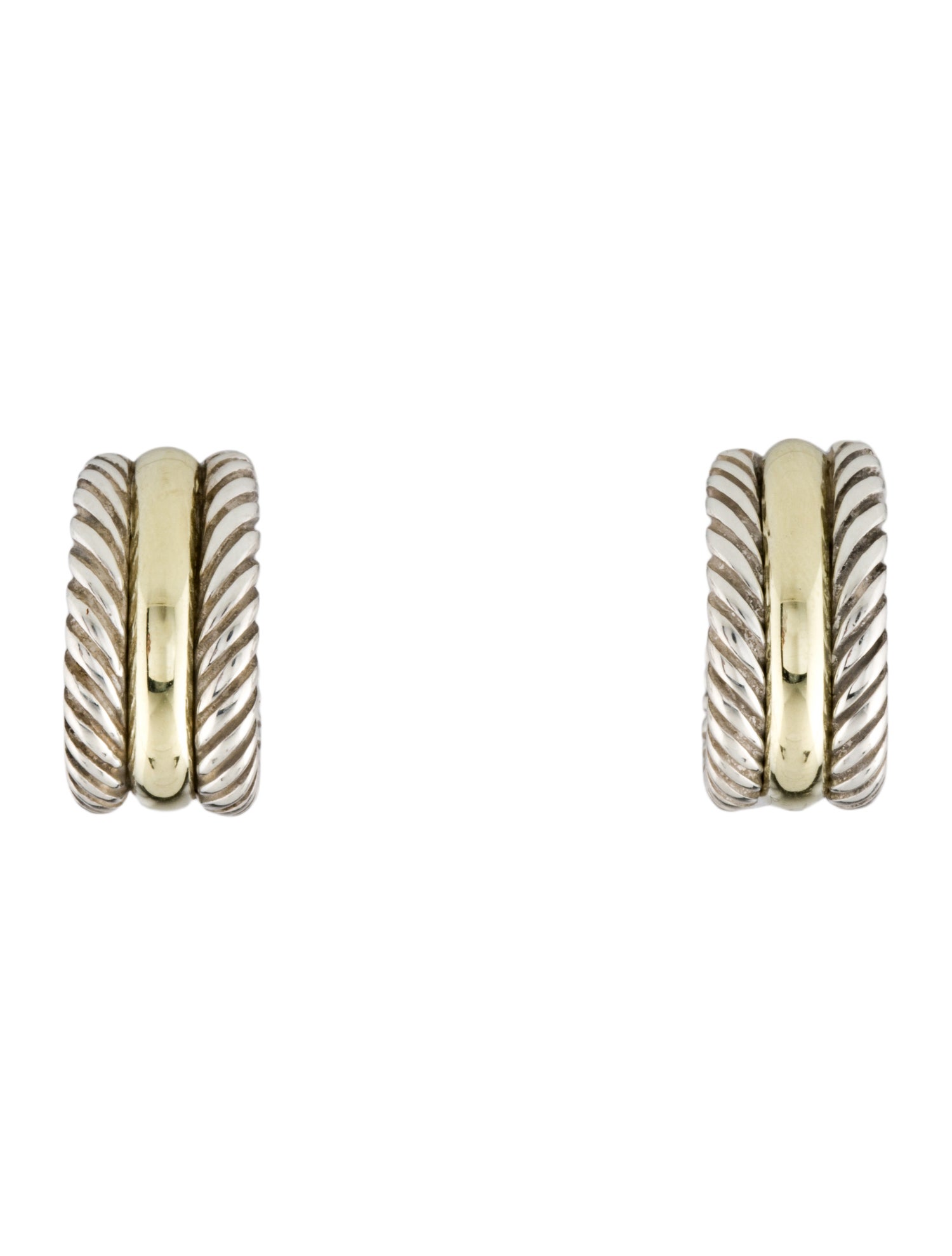 David Yurman Two-Tone Cable Collectibles Huggie Hoop Earrings