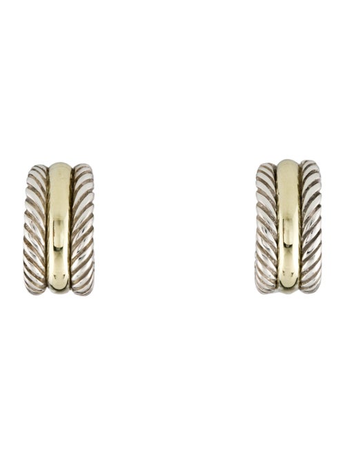 David Yurman Two-Tone Cable Collectibles Huggie Hoop Earrings