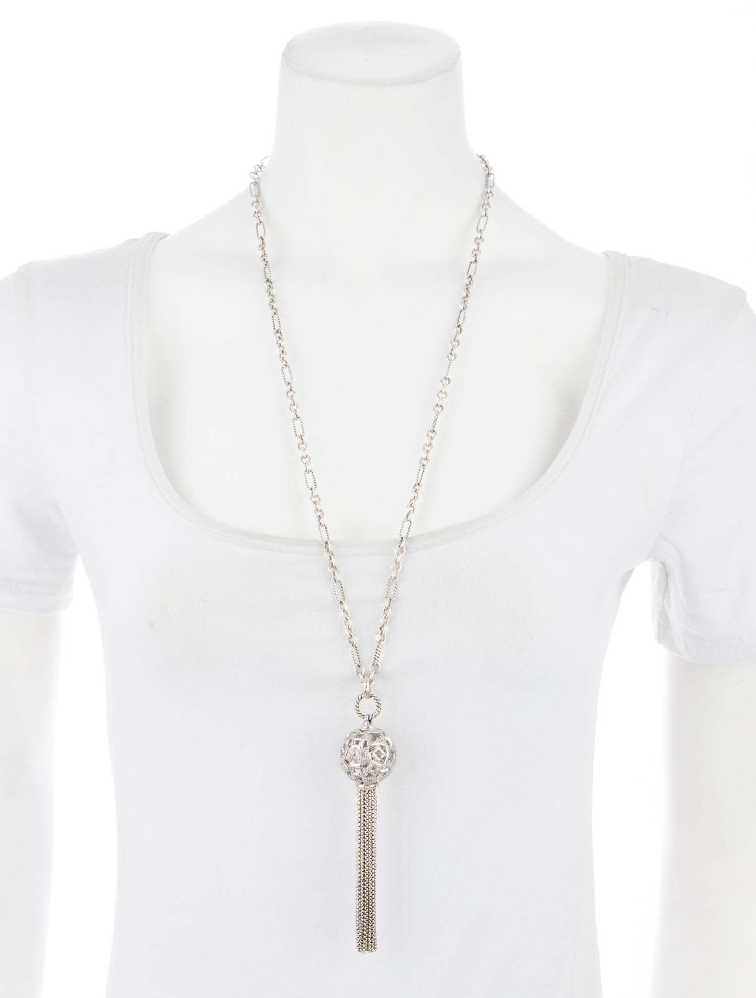 David Yurman Diamond Quatrefoil Tapestry Pendant Necklace