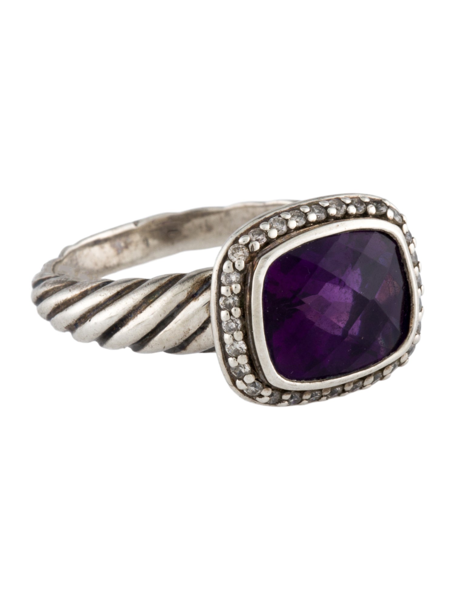 David Yurman Amethyst & Diamond Noblesse Ring
