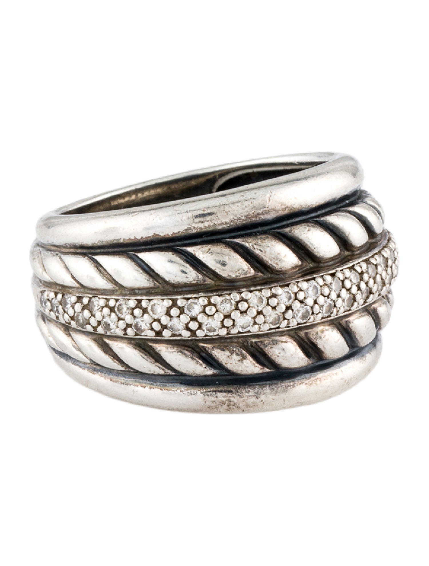 David Yurman Diamond Thoroughbred Tapered Ring