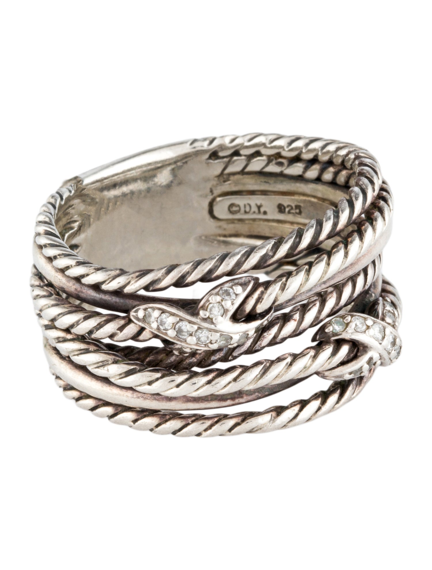 David Yurman Vintage Diamond Double X Crossover Ring