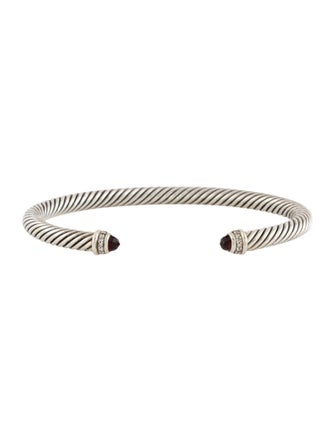 David Yurman Garnet & Diamond Cable Cuff Bracelet