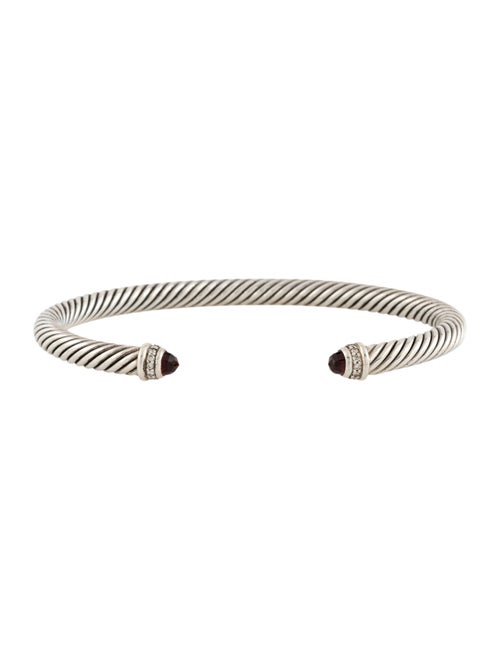 David Yurman Garnet & Diamond Cable Cuff Bracelet